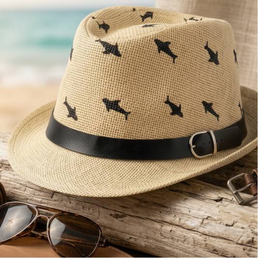 Chapeau Fedora Paille Requins