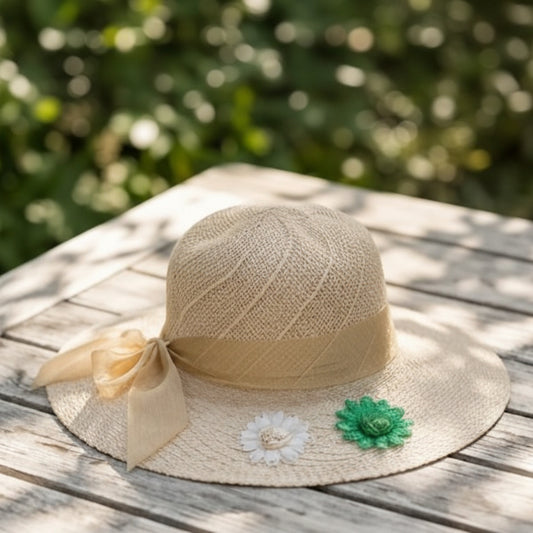 Chapeau Paille Fleurs Naturel