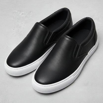 Slip-on Cuir Noir Semelle Blanche