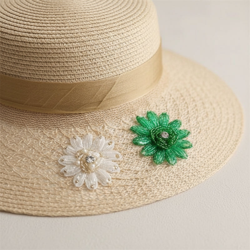 Chapeau Paille Fleurs Naturel