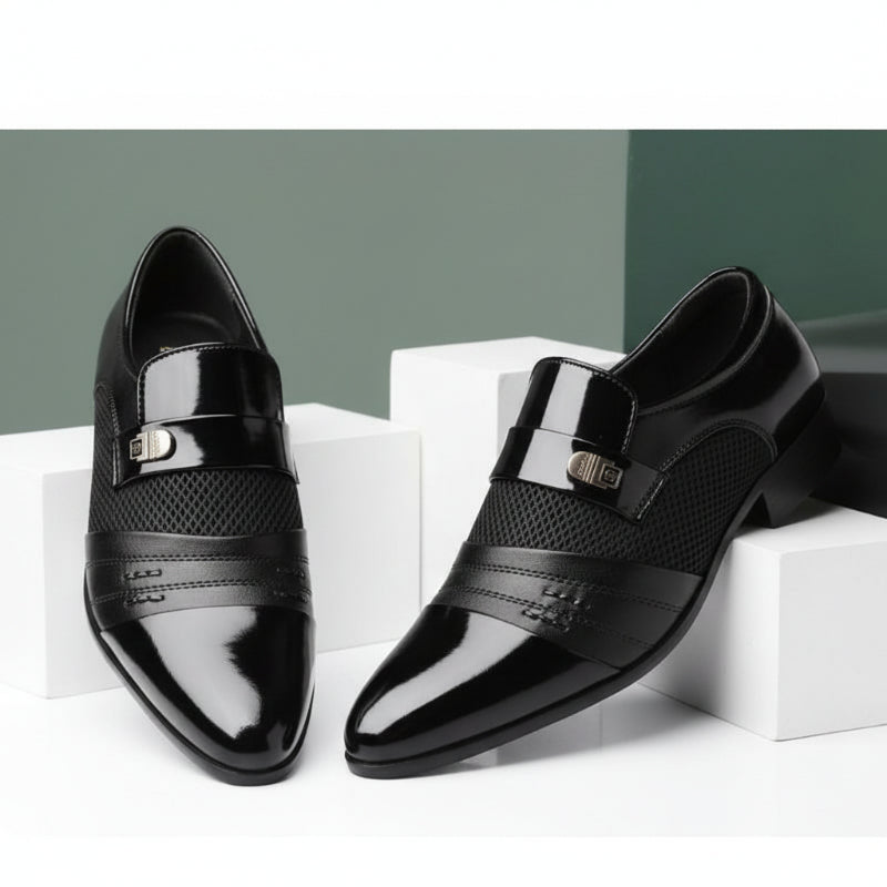 Mocassin Cuir Verni Bicolore