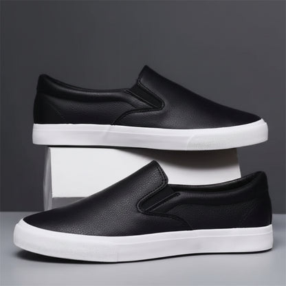 Slip-on Cuir Noir Semelle Blanche