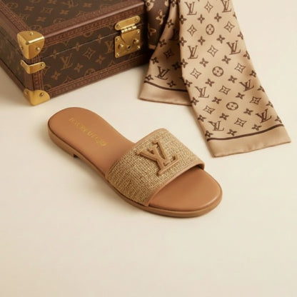 Sandale Raphia Beige Boucle Dorée