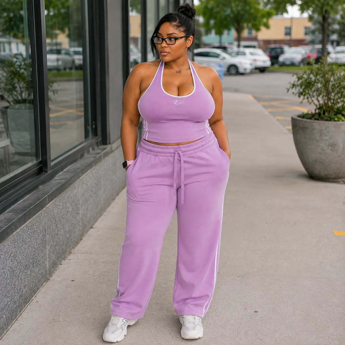 Ensemble Sport Deux Pièces Violet Halter