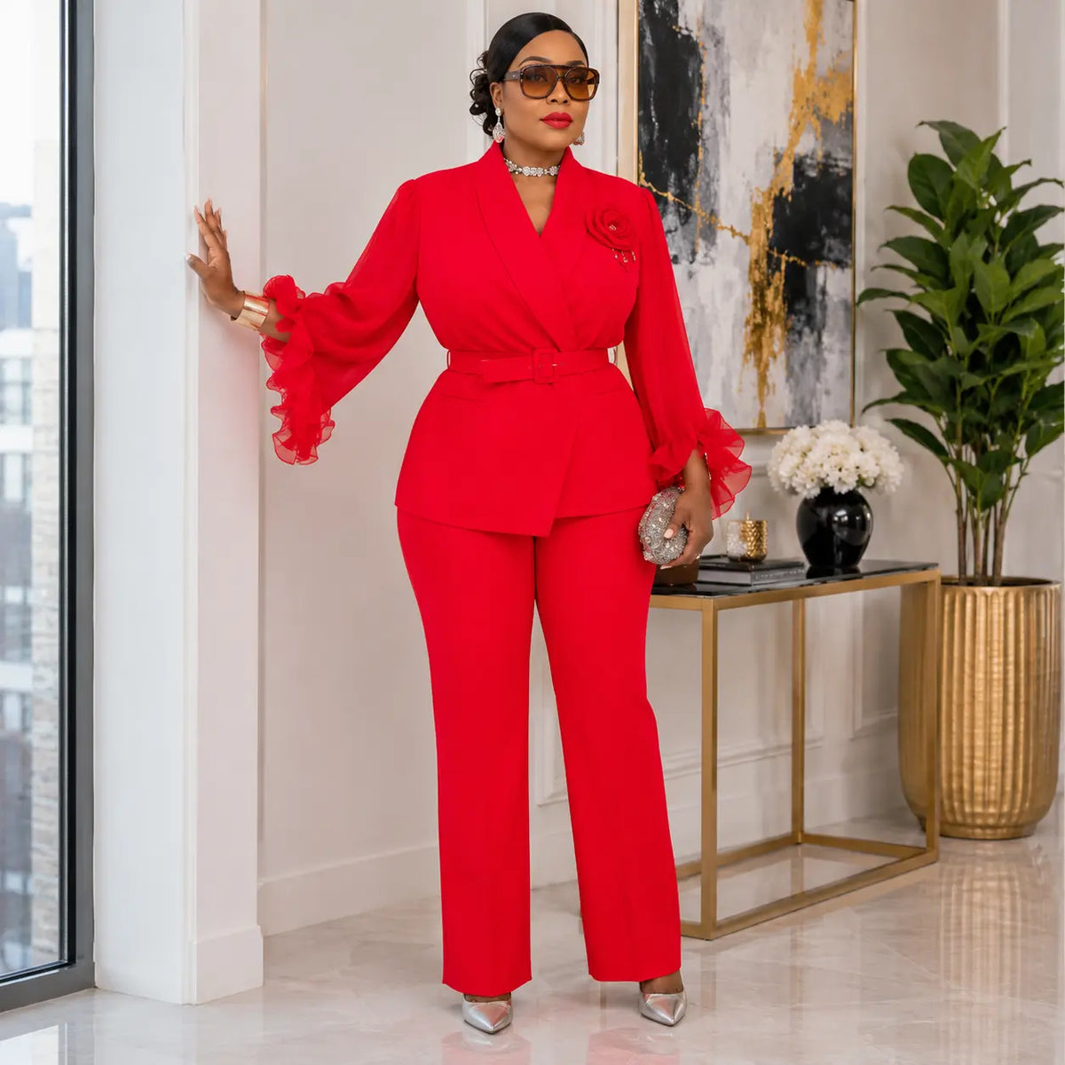 Tailleur 2 Pièces Blazer Volanté Blanc Ivoire