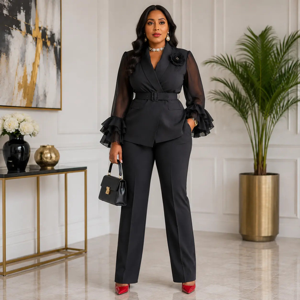 Tailleur 2 Pièces Blazer Volanté Blanc Ivoire