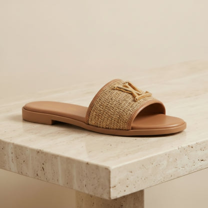 Sandale Raphia Beige Boucle Dorée