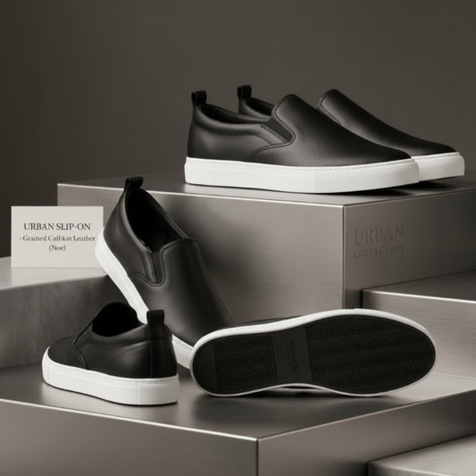 Slip-on Cuir Noir Semelle Blanche