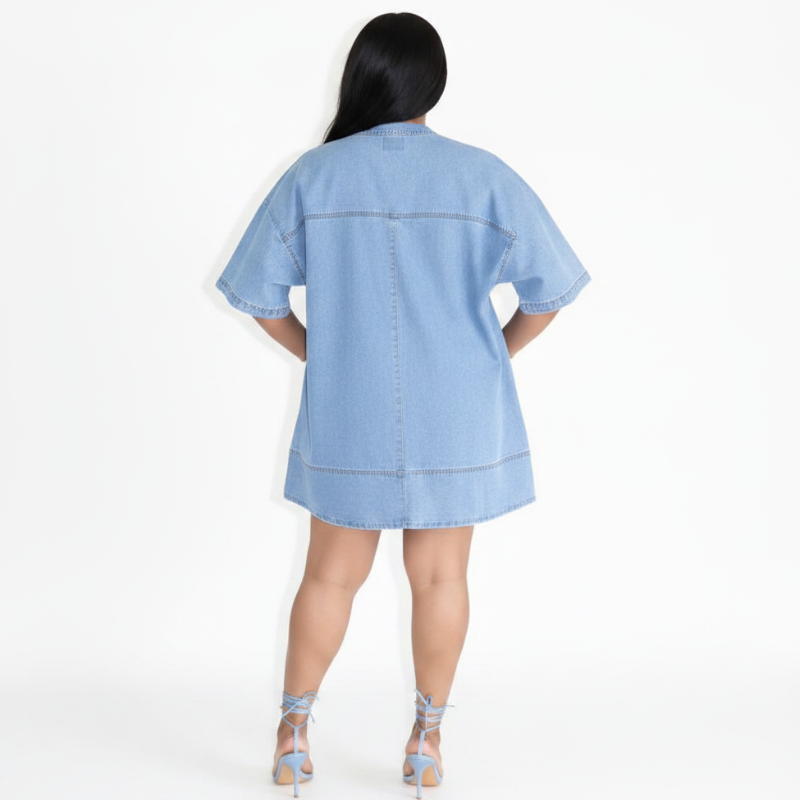 Robe Jean Oversize Bleu Ciel