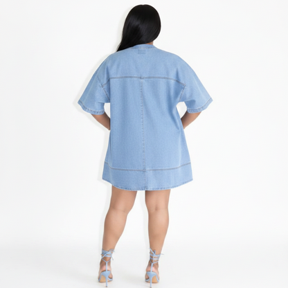 Robe Jean Oversize Bleu Ciel