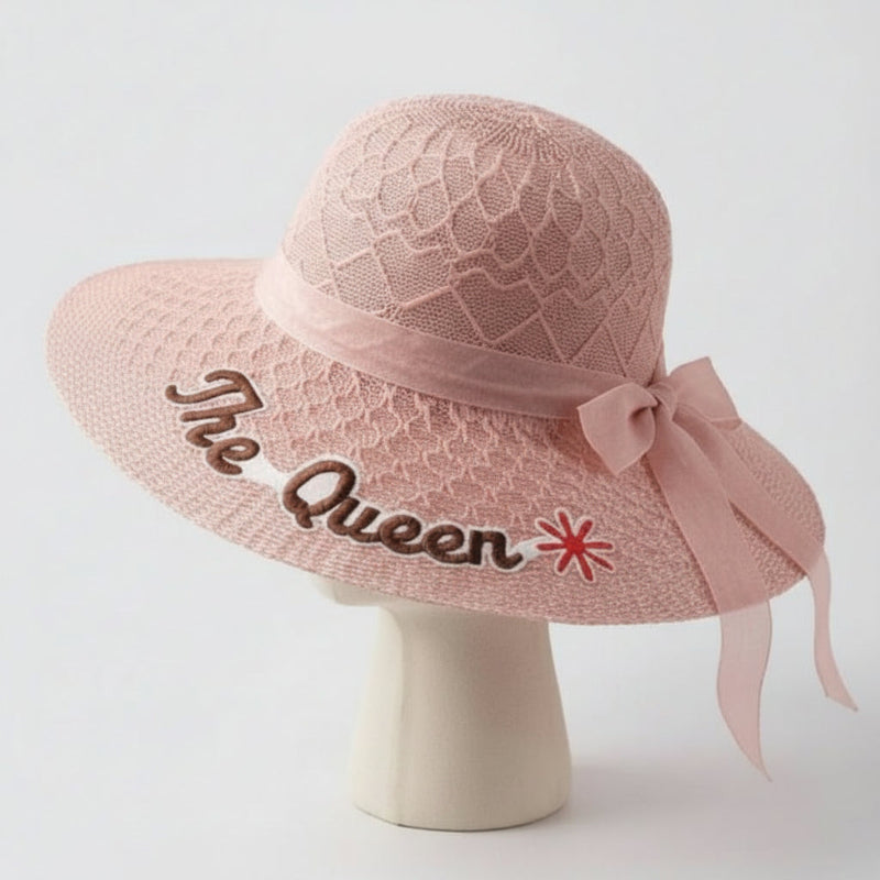 Chapeau Capeline Paille Rose Nœud