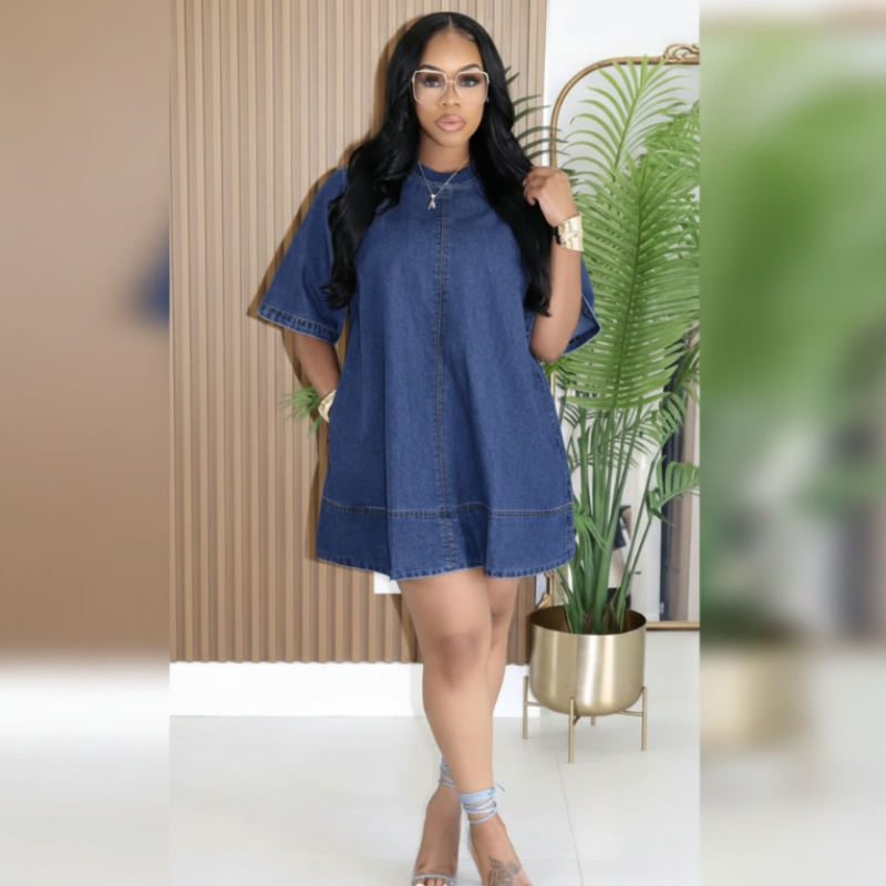 Robe Jean Oversize Bleu Foncé