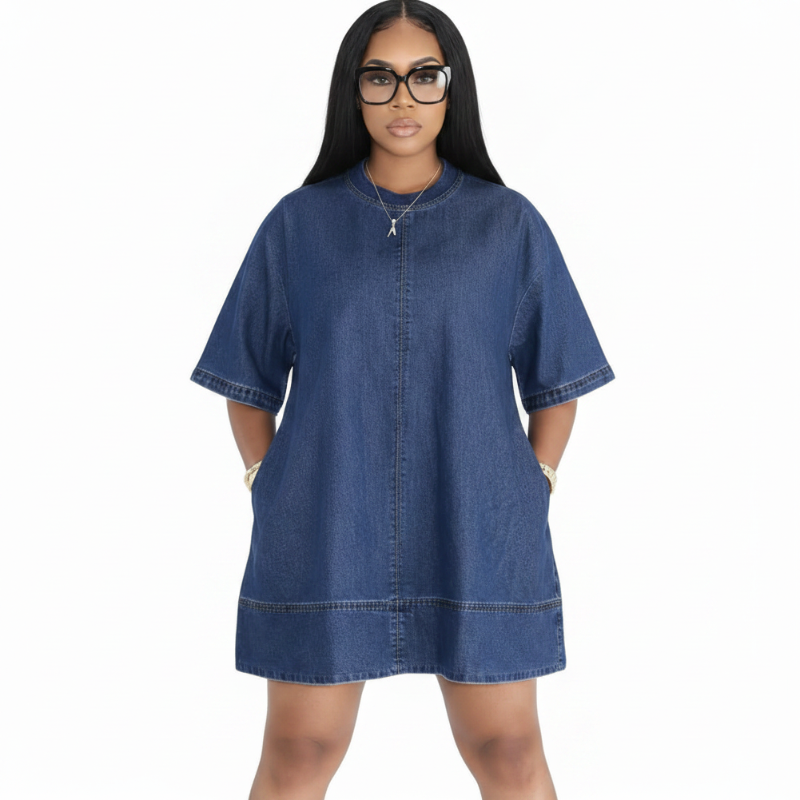 Robe Jean Oversize Bleu Foncé