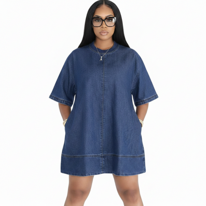 Robe Jean Oversize Bleu Foncé