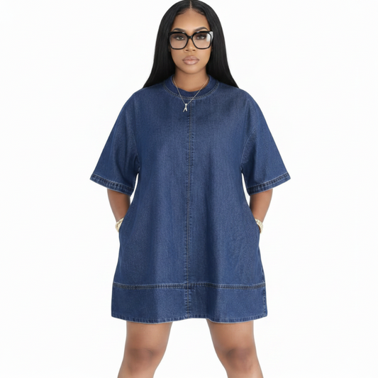 Robe Jean Oversize Bleu Foncé