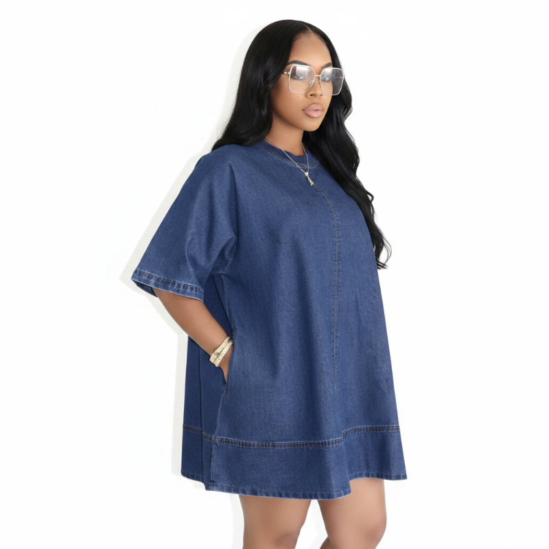 Robe Jean Oversize Bleu Foncé