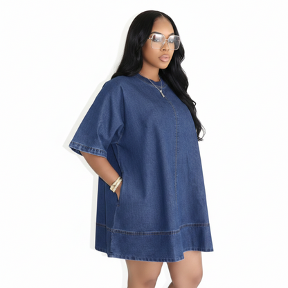 Robe Jean Oversize Bleu Foncé