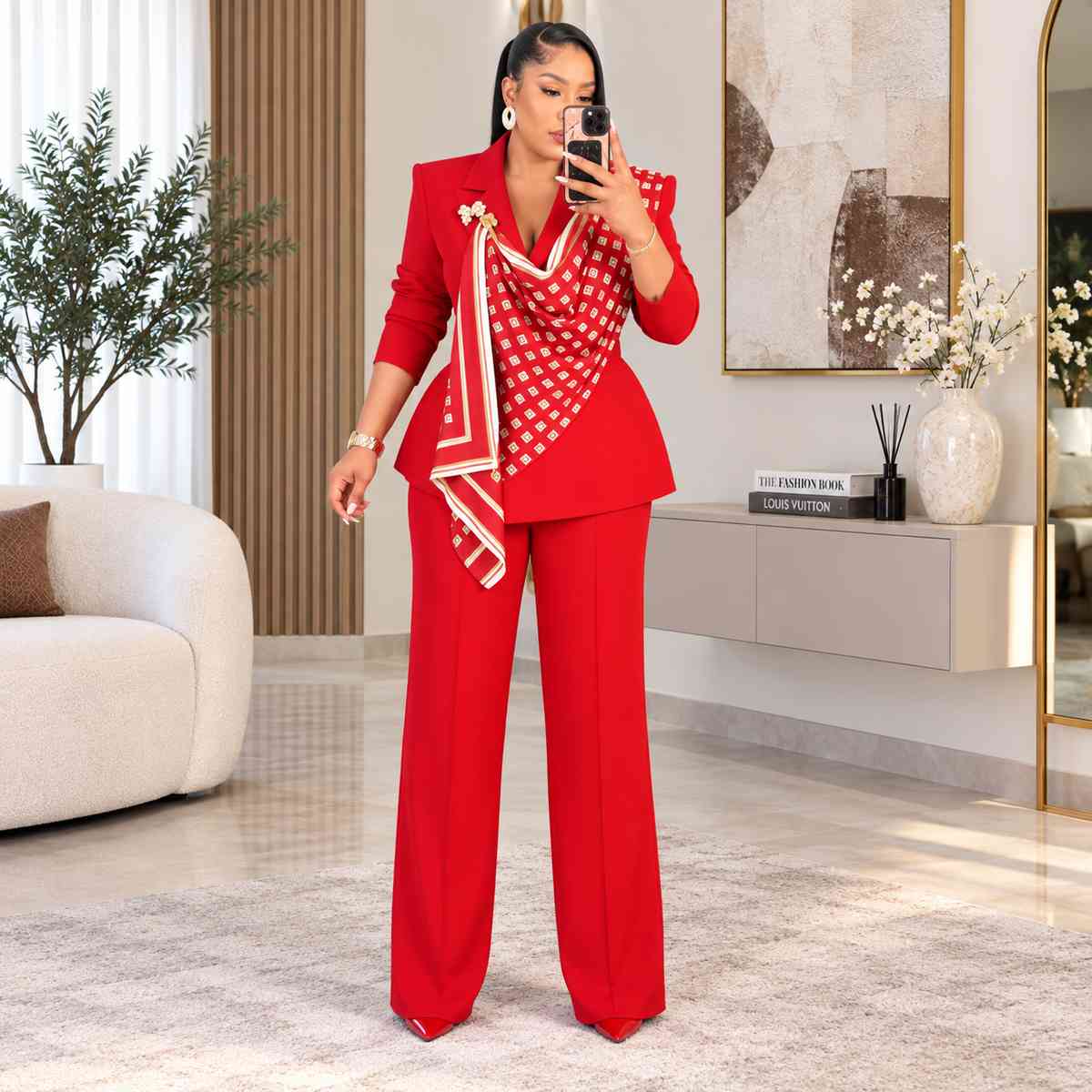 Ensemble tailleur femme élégant – veste et pantalon large